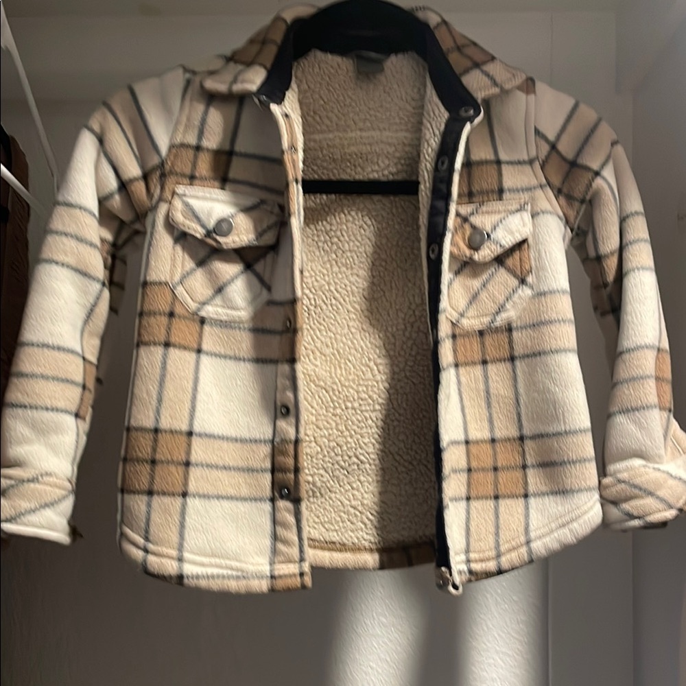 Eddie Bauer Tan and Black Sherpa Lined Jacket